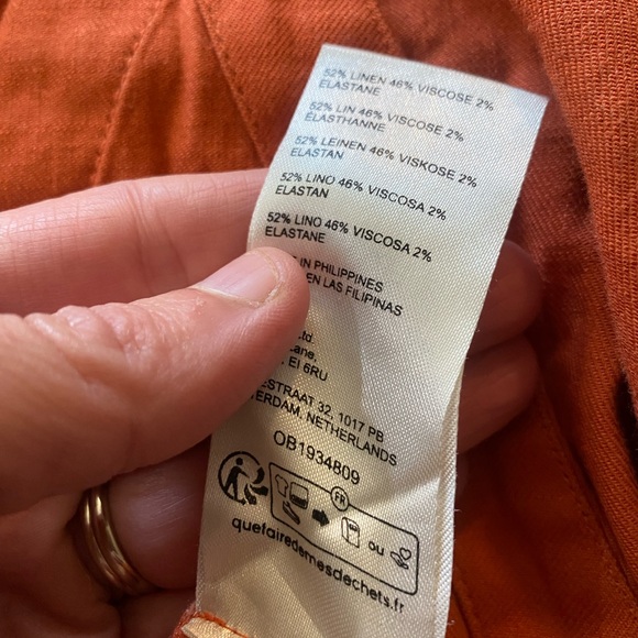 New Anthropologie Maeve Colette Linen Portside Wrap Jumpsuit Burnt Orange Rust 6 - Picture 6 of 7